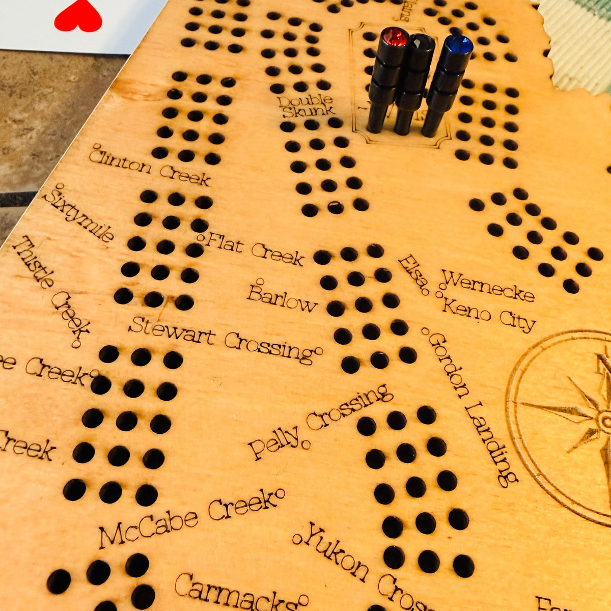 Yukon Map Shaped Cribbage Board