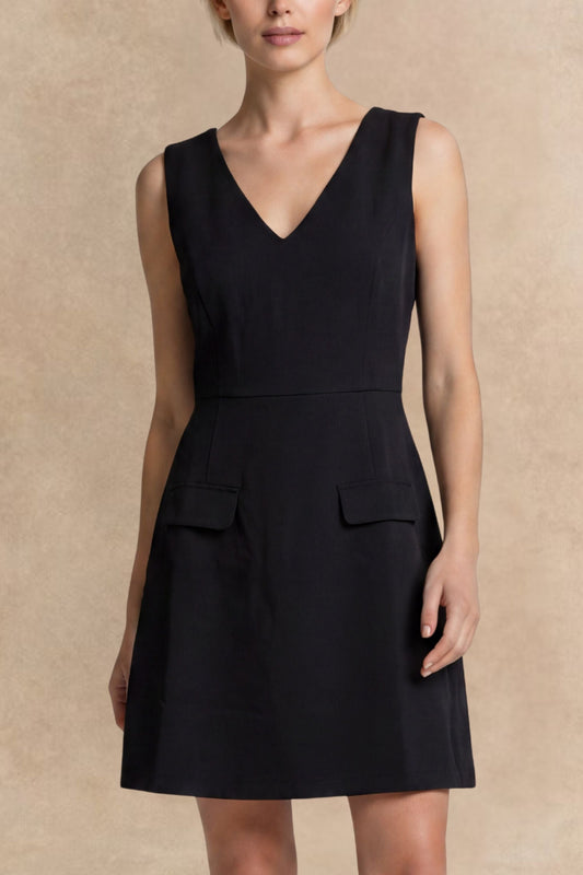 Alix Black V-Neck Short Dress