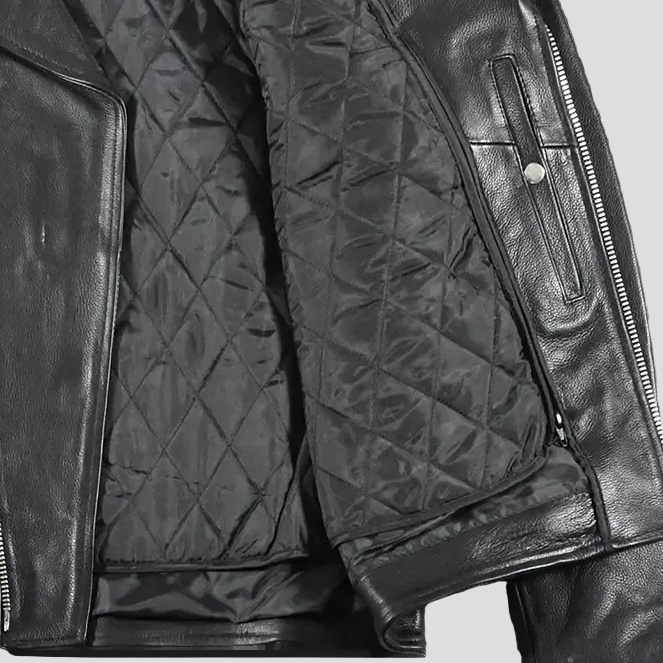 Men's Tall Classic Side Lace Leather Motorcycle Jacket