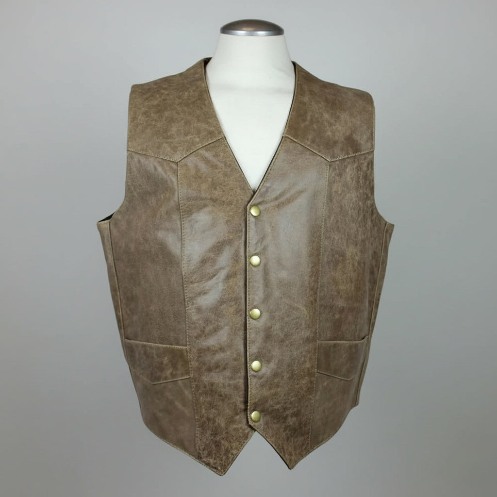 Men's Western Patch Leather Vest | Open Road