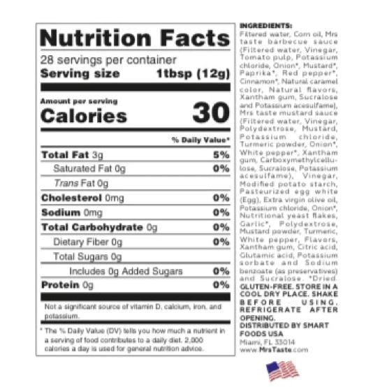 Mrs Taste ZERO/LOW CALORIE SAUCES