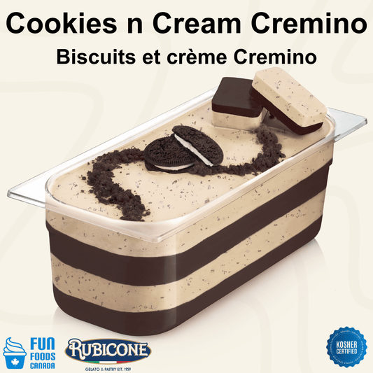 Crème à tartiner Cookies N Cream - Cremino Cookies N Cream - Seau de 5 kg - Rubicone Canada - Livraison gratuite au Canada pour les commandes de plus de 199 CAD