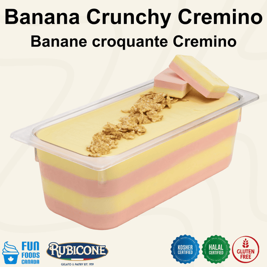 Crème de Remplissage à Tartiner Banane Croustillante - Cremino Banane Croustillante - Caisse de 2 seaux de 5 KG - Rubicone Canada - Livraison gratuite au Canada pour les commandes de plus de 199 CAD