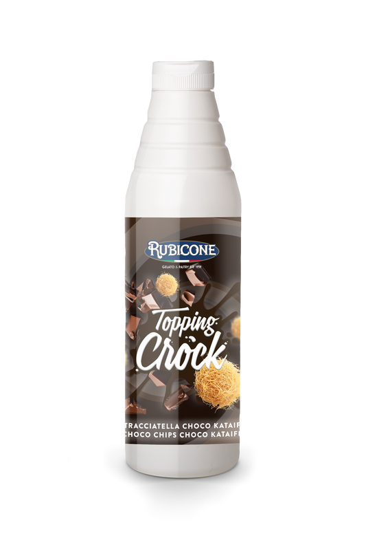 Dubai Chocolate Chips Kunafa Kataifi Topping with Pieces (Dubai Chocolate Topping) - 0.85 KG Squeeze Bottle - Stracciatella Choco Kataifi Crock Topping - Rubicone Canada - Ships Free Within Canada on Orders Above CAD $199