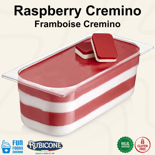 Crème de garniture à tartiner aux framboises - Cremino Framboise - Seau de 5 KG - Rubicone Canada - Livraison gratuite au Canada pour les commandes de plus de 199 CAD