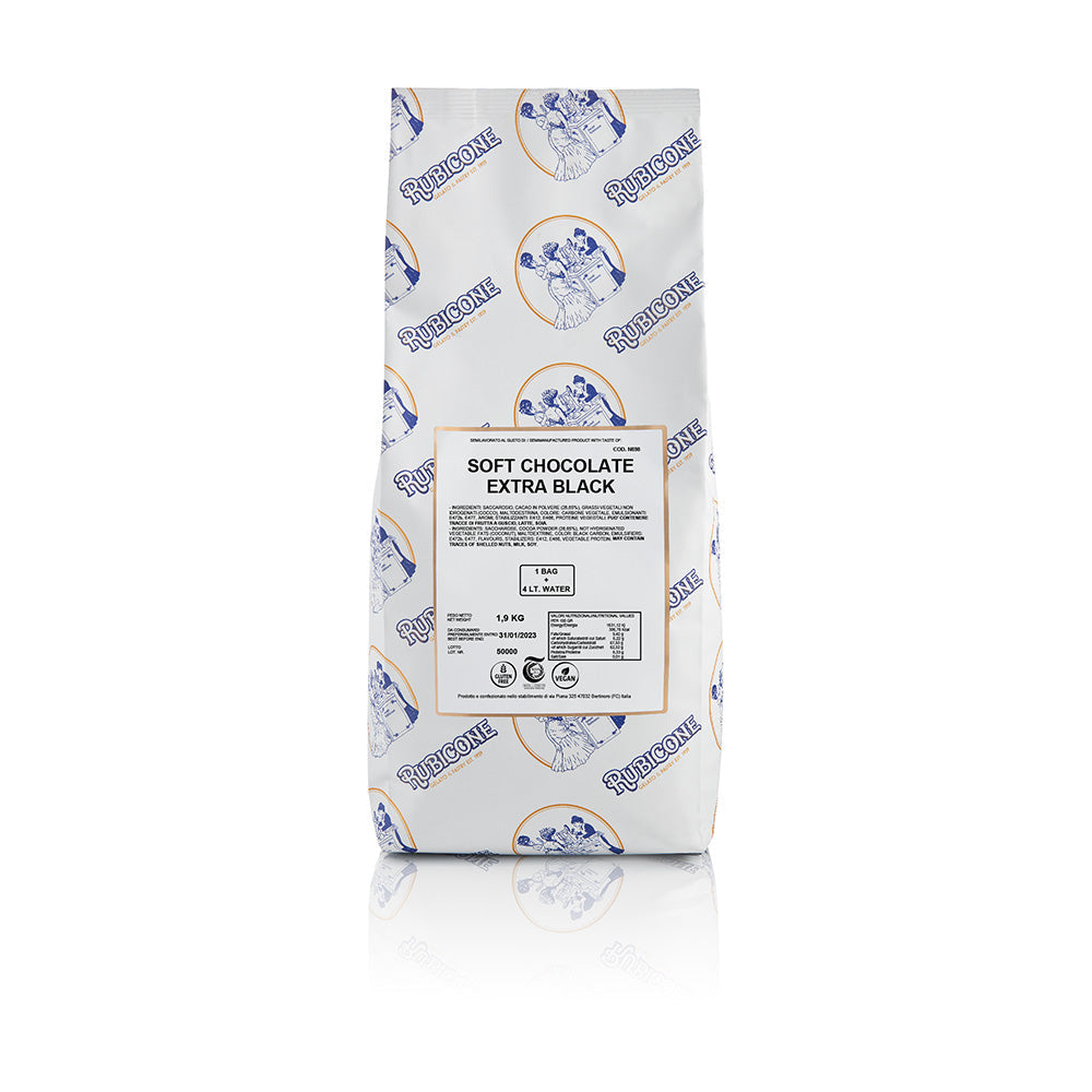 VeganBliss Chocolate (Extra Black) - Vegan Premium Soft Serve Mix - Case of 8 x 1.9 KG bags - Rubicone Canada - Ships Free Within Canada on Orders Above CAD $199