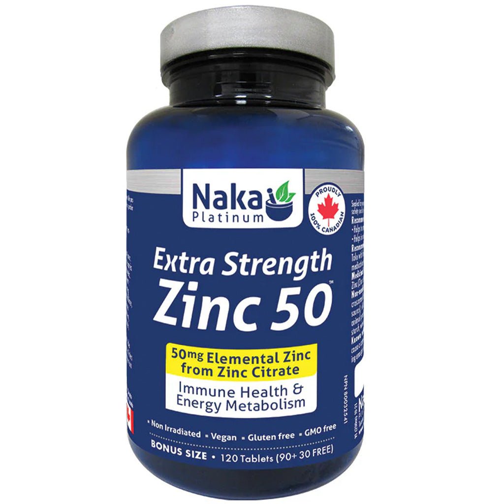 Naka Platinum ZINC 50 (Extra Strength), 120 Tablets