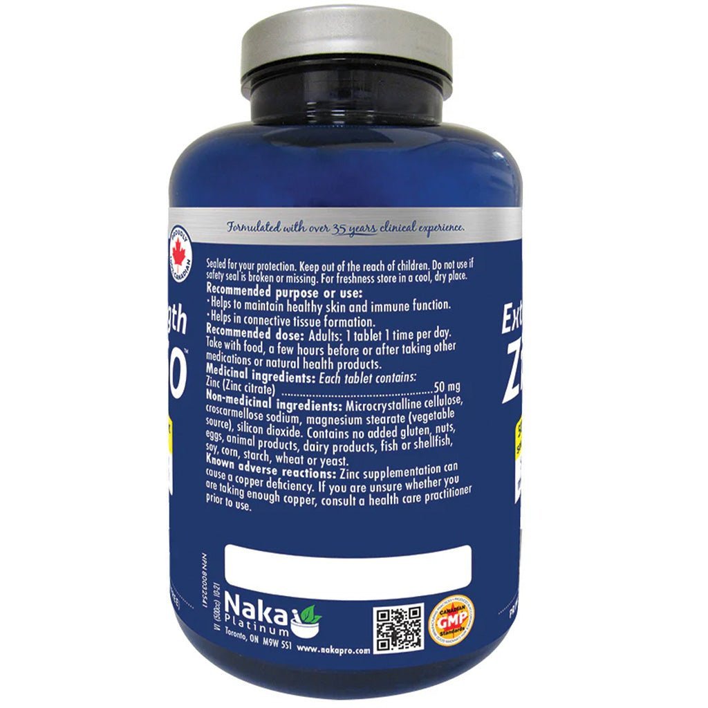 Naka Platinum ZINC 50 (Extra Strength), 120 Tablets