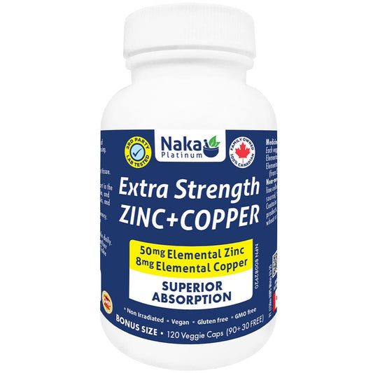 Naka Platinum EXTRA STRENGTH ZINC+COPPER, 120 VCaps