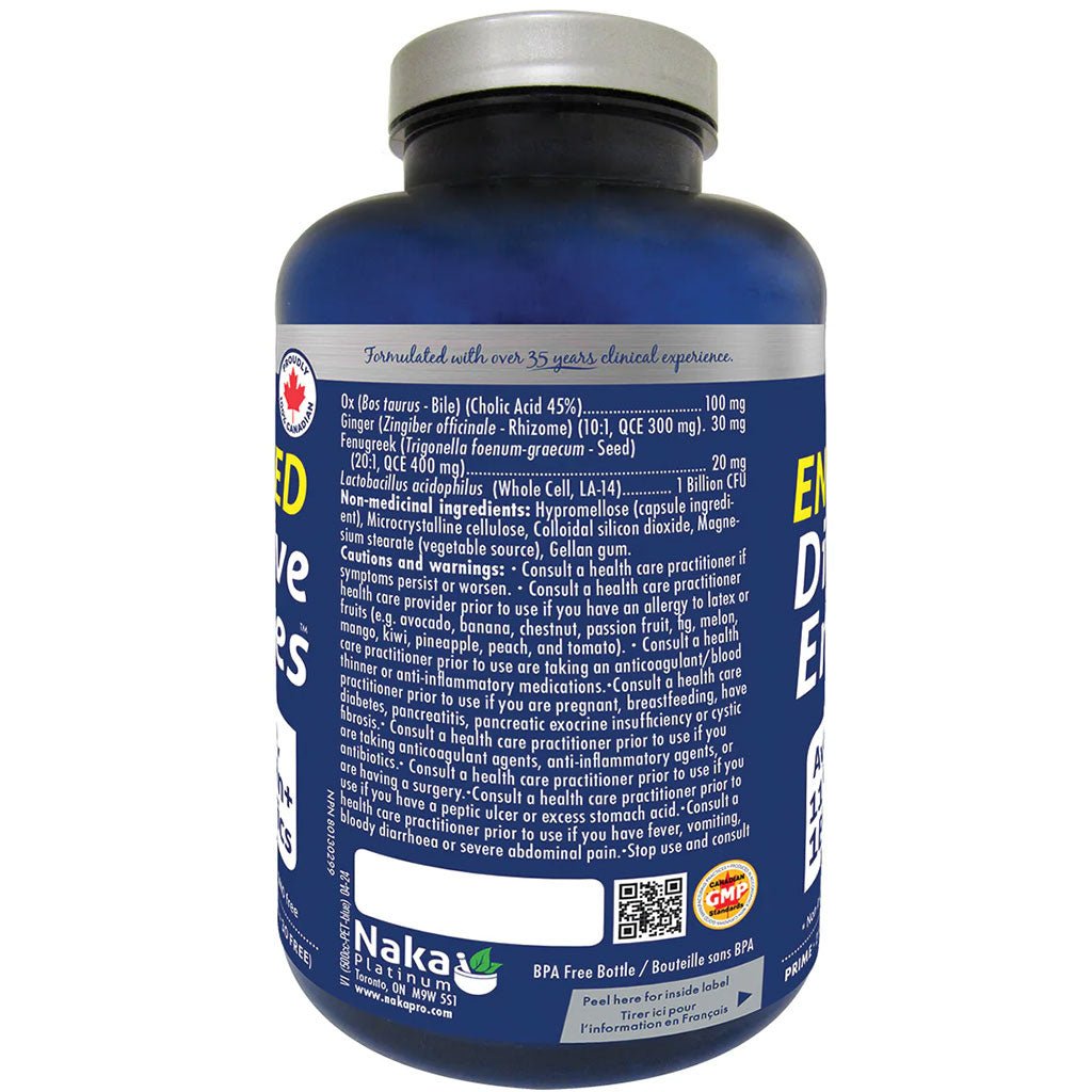 Naka Platinum ENHANCED DIGESTIVE ENZYMES w/ OX BILE, 120 VCaps