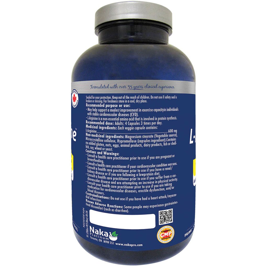 Naka Platinum PRO L-ARGININE (600mg), 150 VCaps