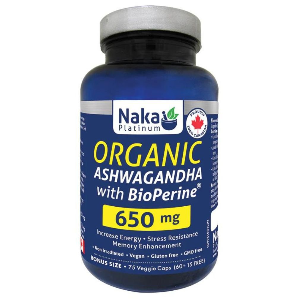 Naka Platinum ASHWAGANDHA w/ BIOPERINE, 75 VCaps