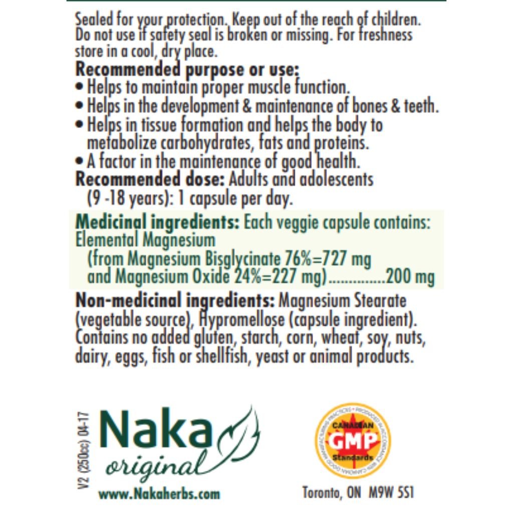 Naka Platinum MAGNESIUM BISGLYCINATE, 120 VCaps