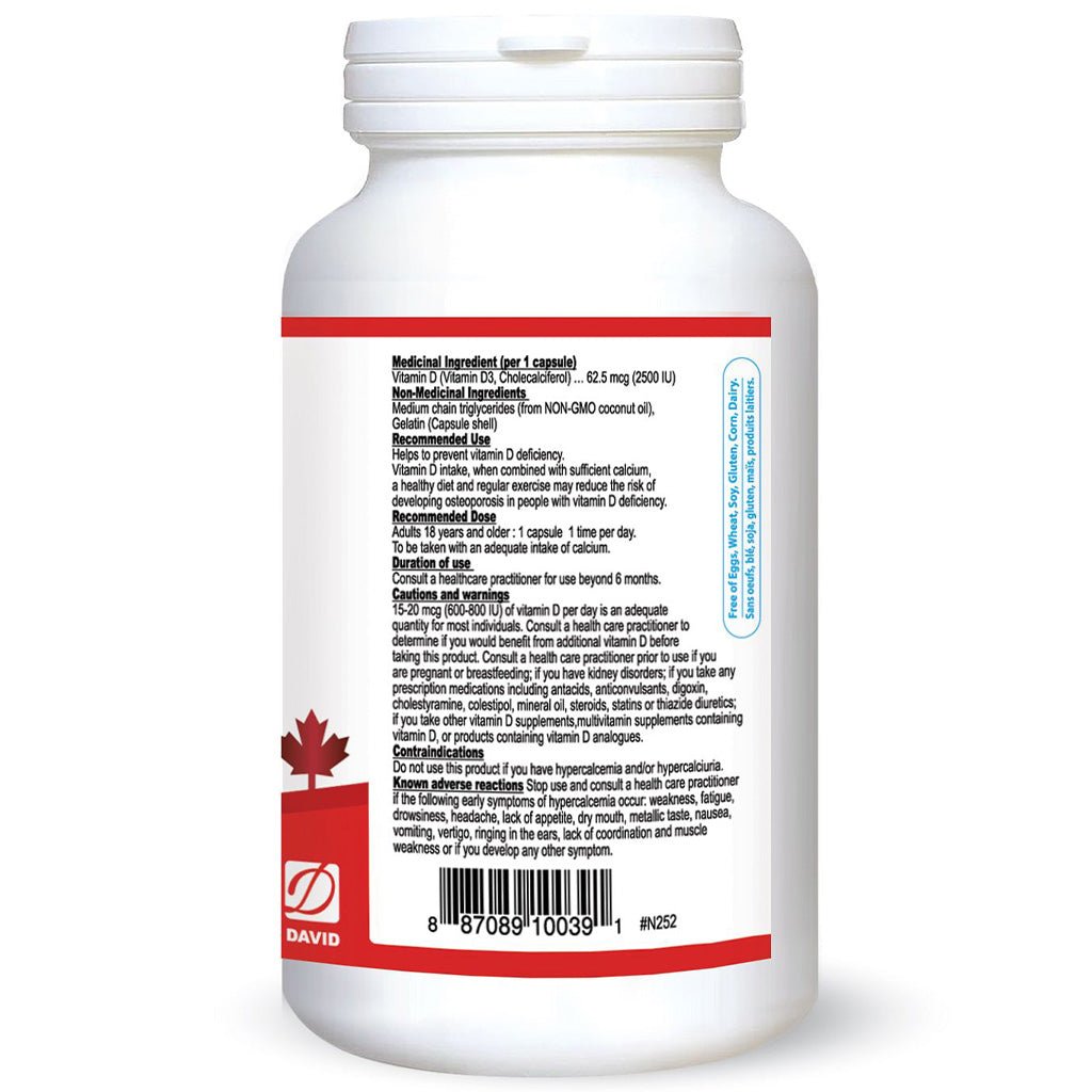 Nutridom VITAMIN D3 2500IU w/ MCT OIL, 240 Softgels