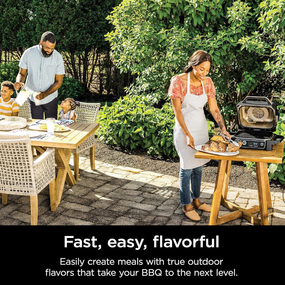 NINJA OG701 Woodfire Outdoor Grill, 7-in-1 Master Grill, BBQ Smoker - Factory serviced with Home Essentials warranty