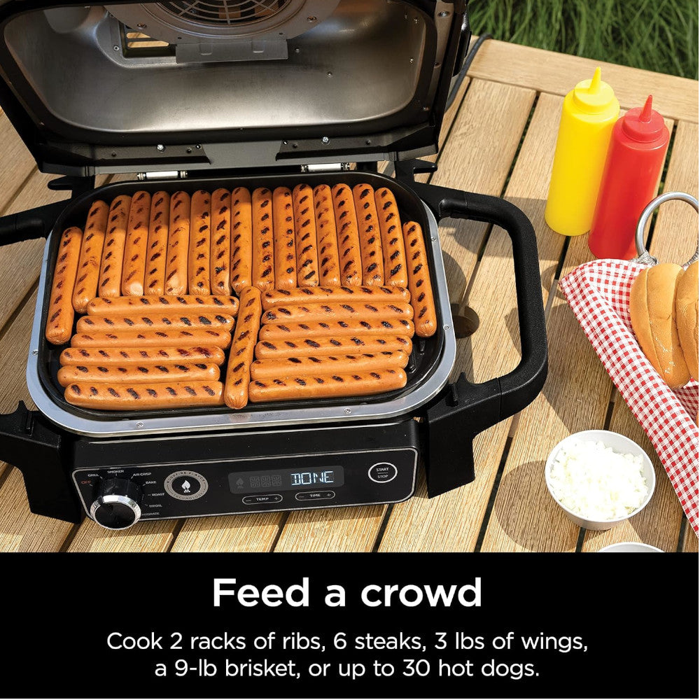 NINJA OG701 Woodfire Outdoor Grill, 7-in-1 Master Grill, BBQ Smoker - Factory serviced with Home Essentials warranty