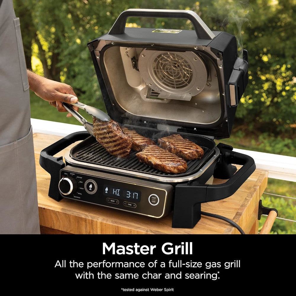 NINJA OG701 Woodfire Outdoor Grill, 7-in-1 Master Grill, BBQ Smoker - Factory serviced with Home Essentials warranty