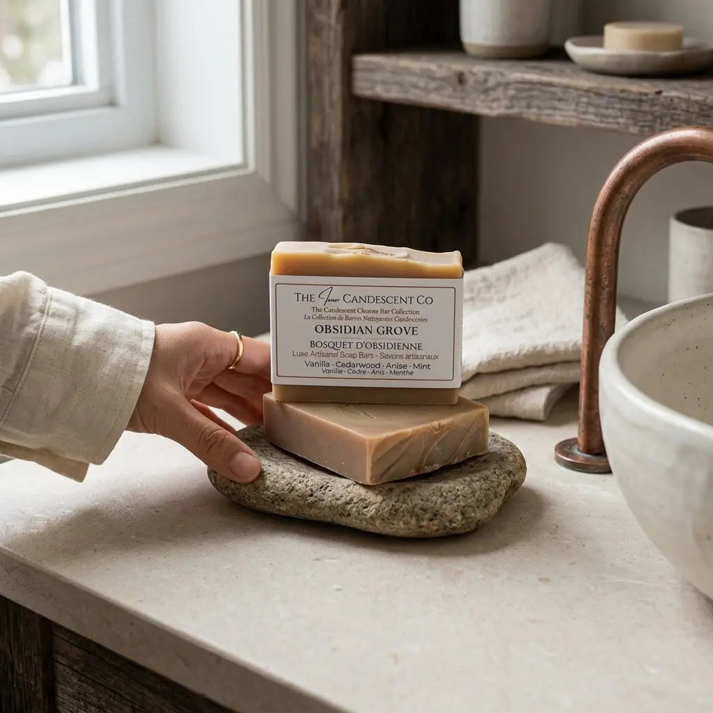 Savon artisanal Obsidian Grove – Cèdre, patchouli et anis