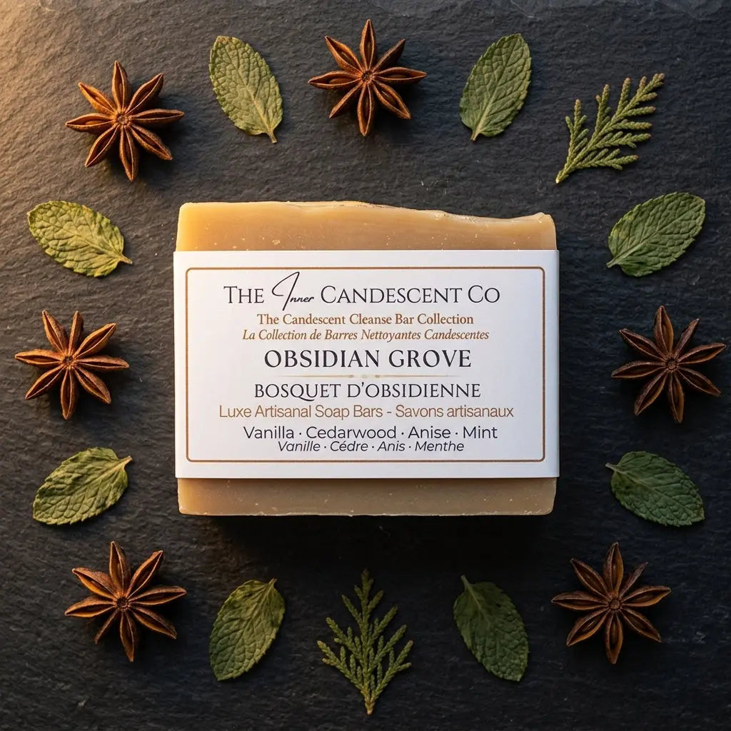 Savon artisanal Obsidian Grove – Cèdre, patchouli et anis
