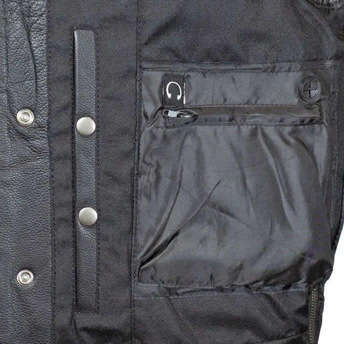 Open Road Men's Upside Leather with Black Stitched Diamonds Vest