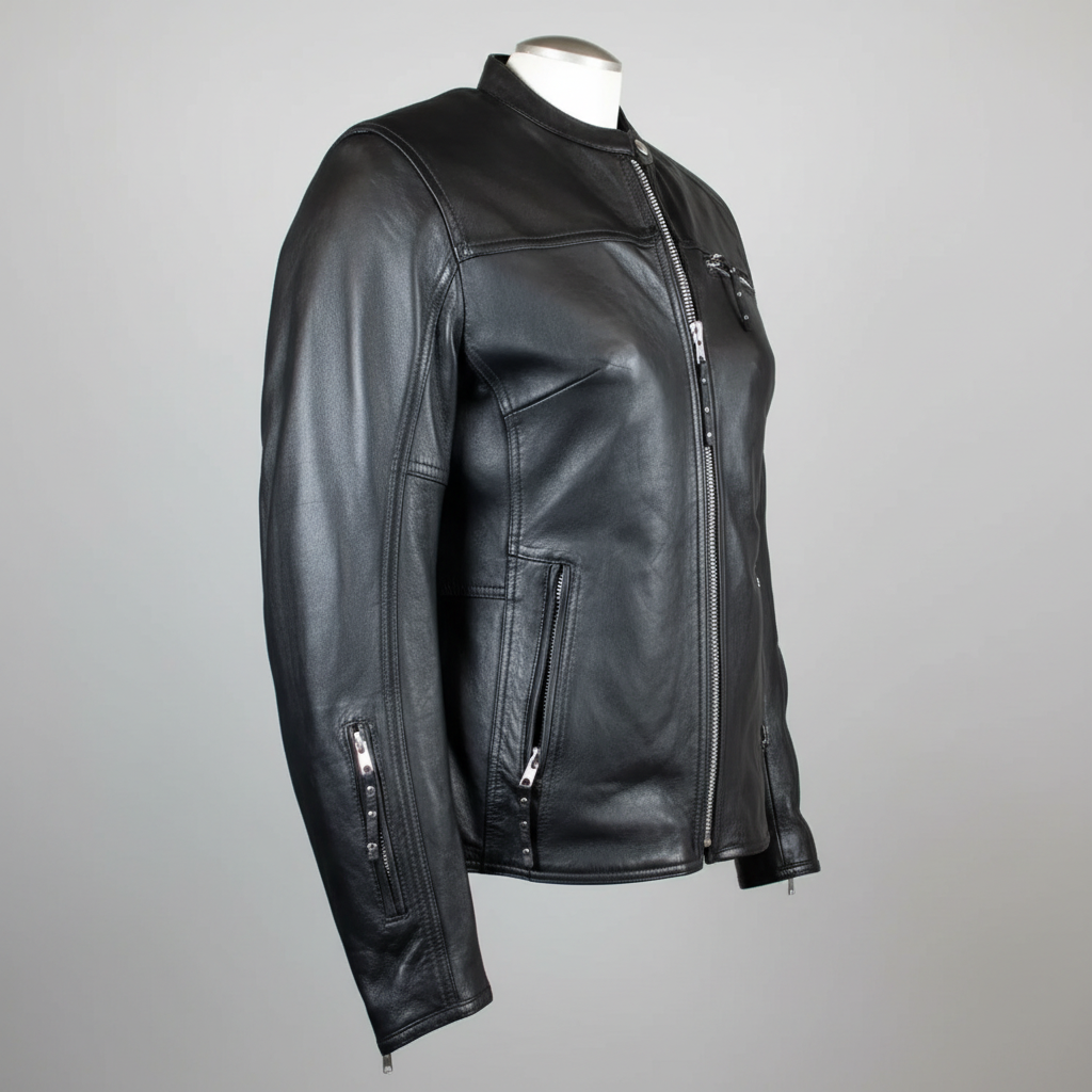 Open Road Women's Racer Leather Motorcycle Jacket