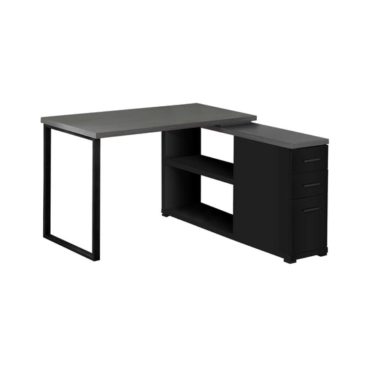 Modern grey and black corner computer desk (I 7433)