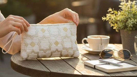 Pochette en brocart blanc (2 tailles disponibles)