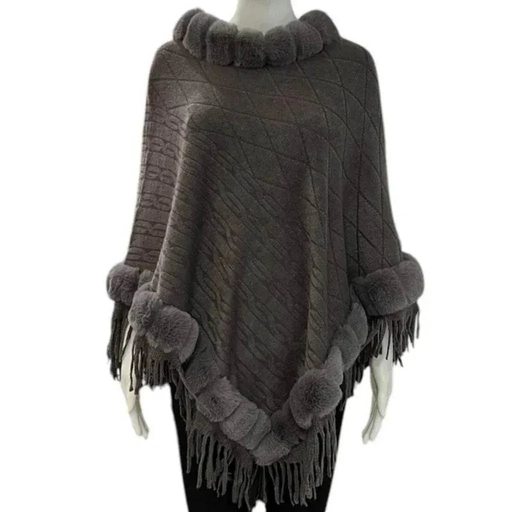 Poncho fausse fourrure