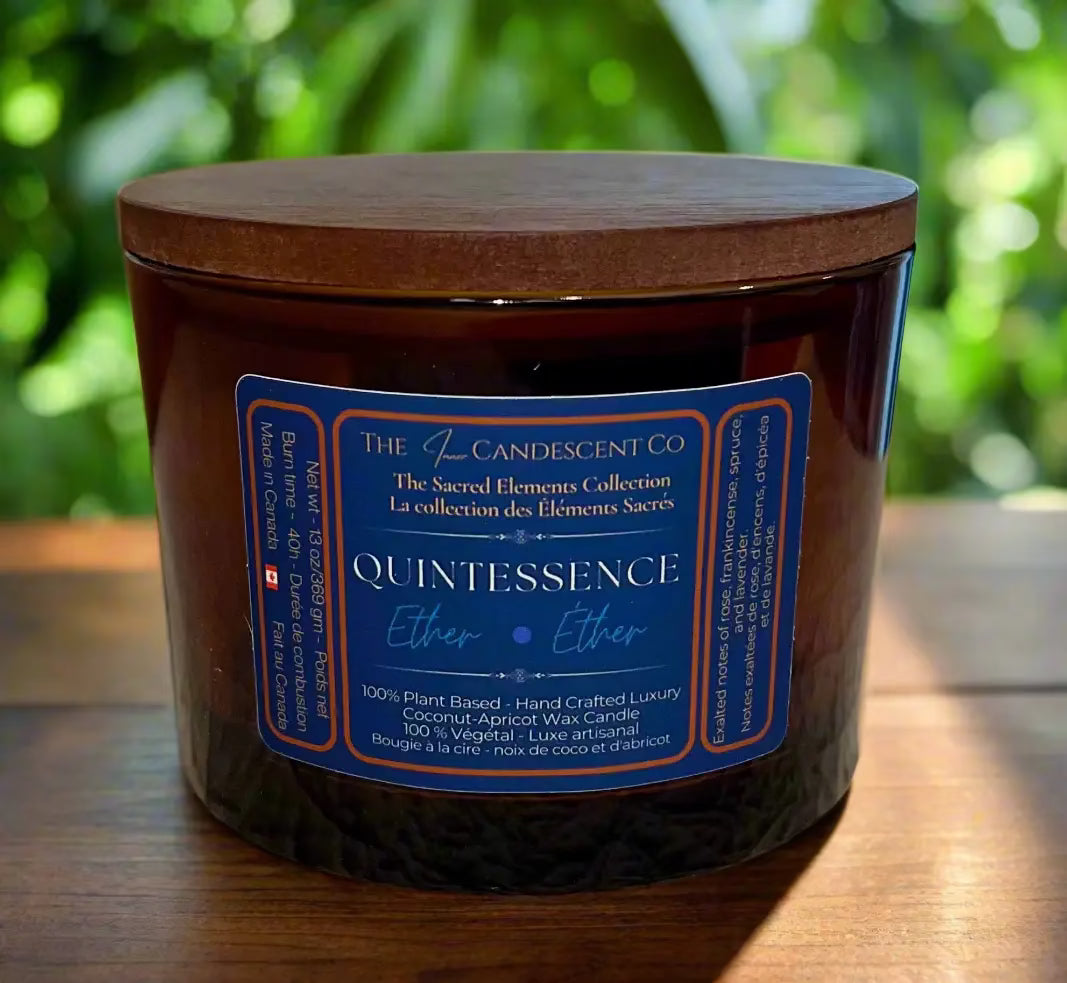 Bougie Quintessence – Lumineuse, cire de coco et d’abricot | Élément Éther
