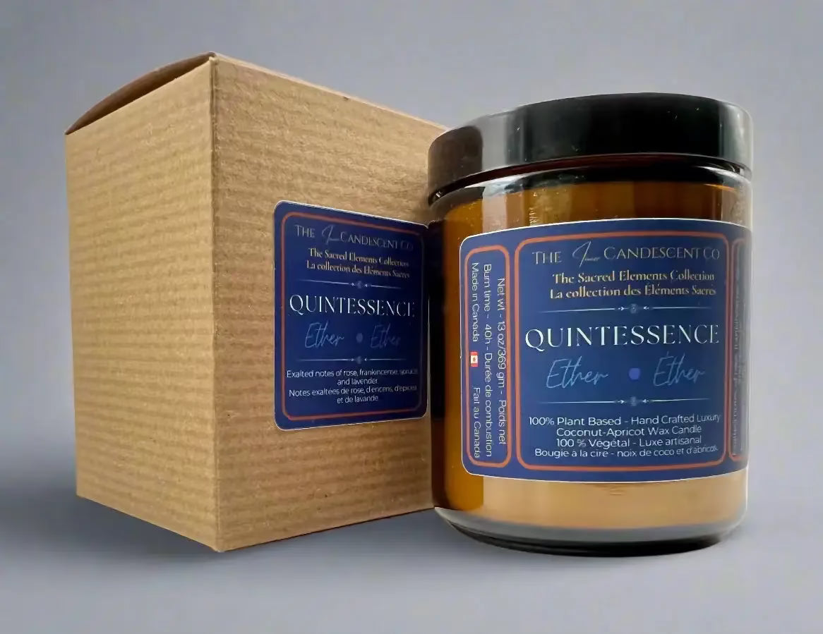 Bougie Quintessence – Lumineuse, cire de coco et d’abricot | Élément Éther