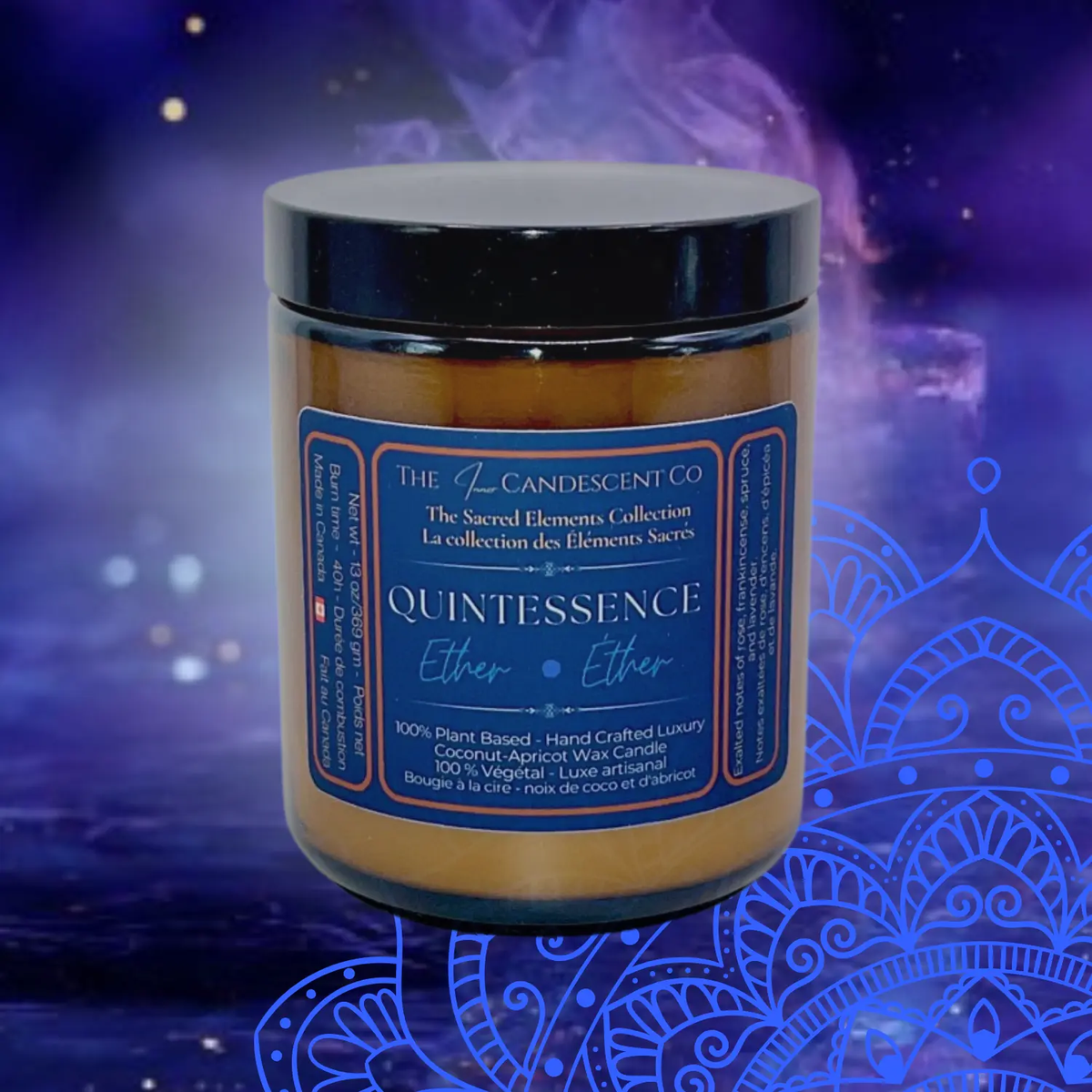 Bougie Quintessence – Lumineuse, cire de coco et d’abricot | Élément Éther