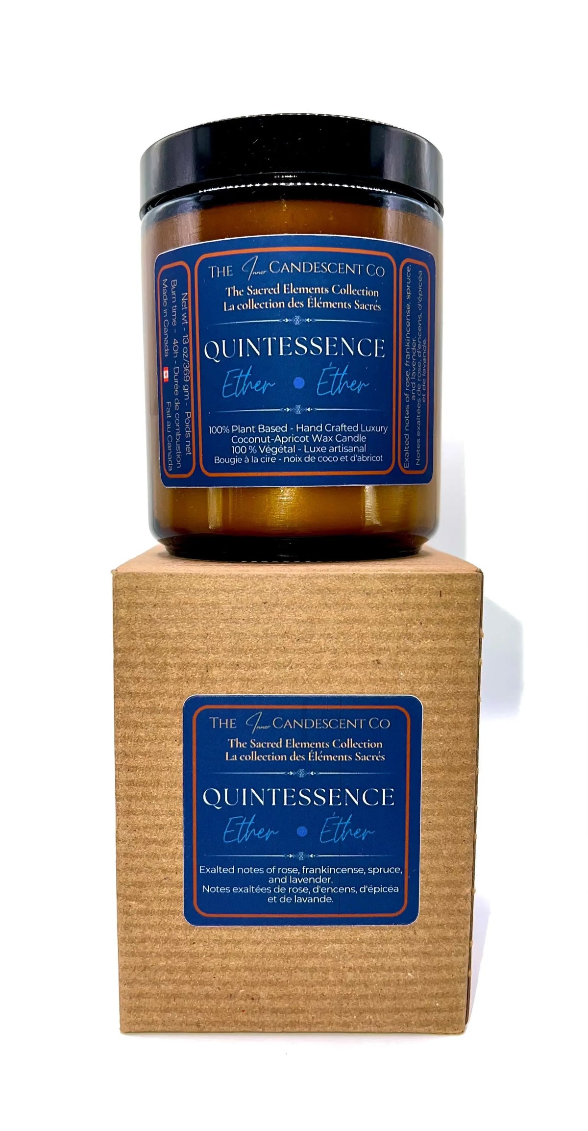 Bougie Quintessence – Lumineuse, cire de coco et d’abricot | Élément Éther