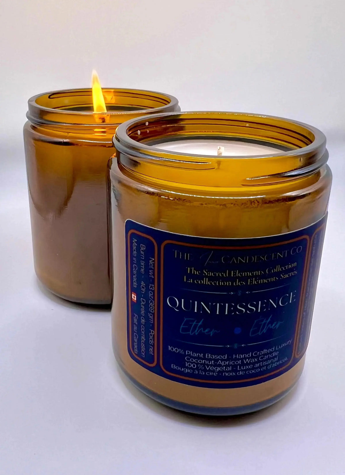 Bougie Quintessence – Lumineuse, cire de coco et d’abricot | Élément Éther