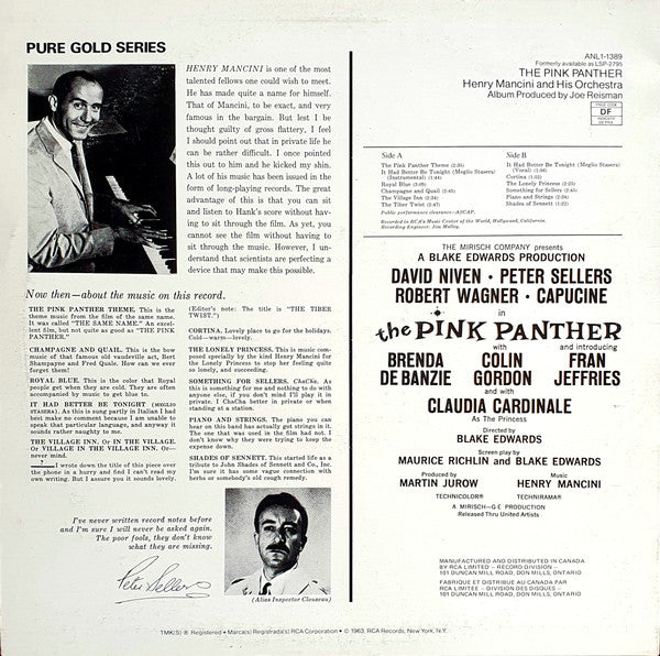 Henry Mancini / The Pink Panther (Music From The Film Score) - LP USED