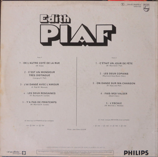 Edith Piaf / De L'Autre Côté De La Rue - LP USED