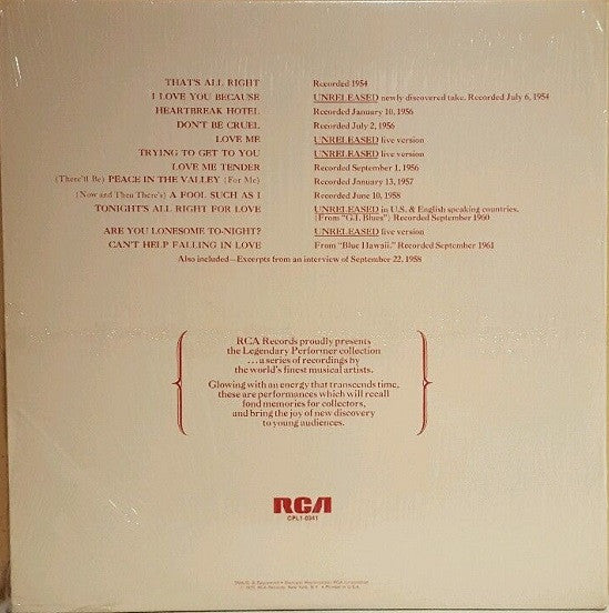 Elvis Presley / A Legendary Performer: Volume 1 - LP d'occasion
