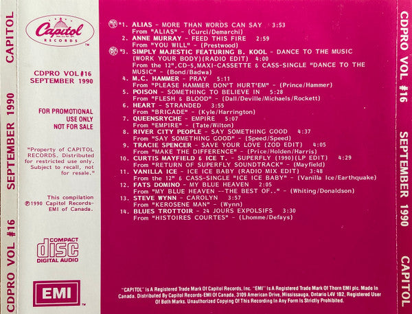 Various / CDPRO Vol #16 (September 1990) - CD Used (discogs)