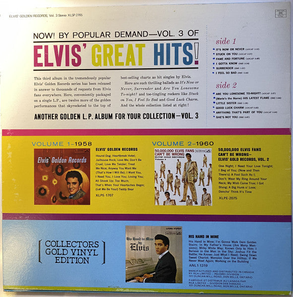 Elvis Presley / Elvis' Golden Records: Volume 3 - LP USED