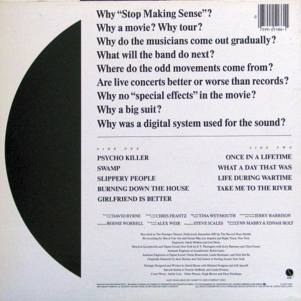 Talking Heads ‎/ Stop Making Sense - LP Used