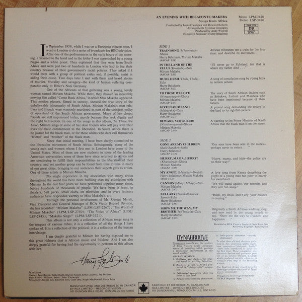 Belafonte & Makeba / An Evening With Belafonte/Makeba - LP USED