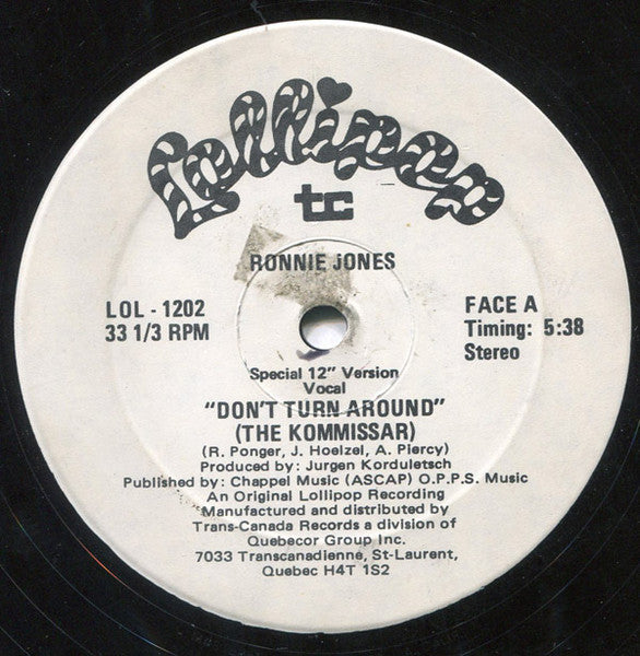 Ronnie Jones / Don't Turn Around (The Kommissar) - LP 12'' Used