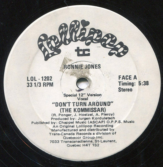 Ronnie Jones / Don't Turn Around (The Kommissar) - LP 12'' Used