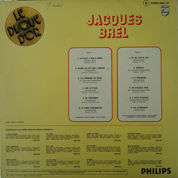 Jacques Brel / Le Disque D'Or - LP USED