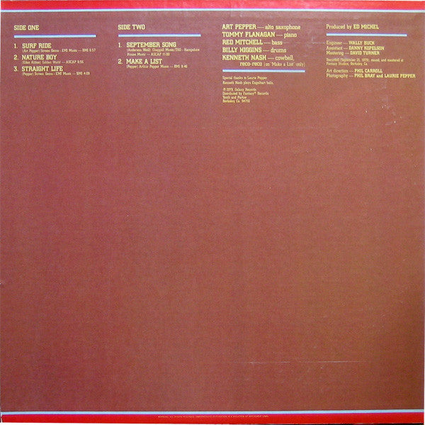 Art Pepper / Straight Life - LP USED
