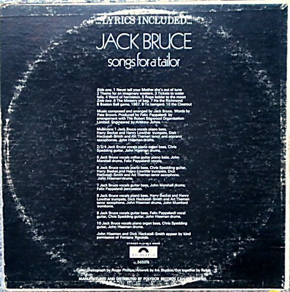 Jack Bruce / Songs For A Tailor - LP Used