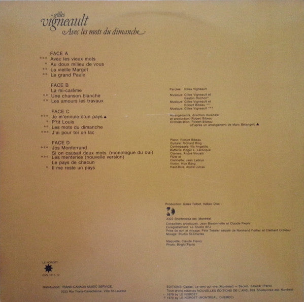 Gilles Vigneault / Avec Les Mots Du Dimanche - 2LP (Used)