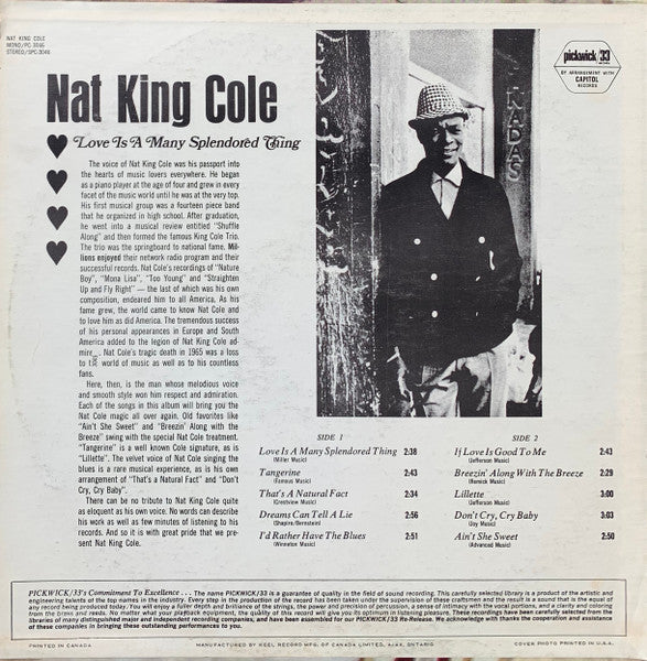 Nat King Cole / Love Is A Many Splendored Thing - LP USED