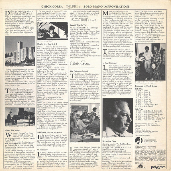 Chick Corea / Delphi 1 Solo Piano Improvisations - LP USED