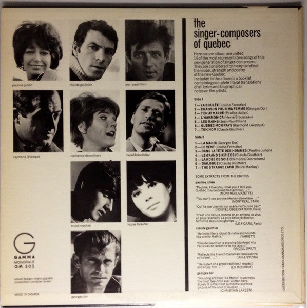 Various / The Singer-Composers Of Quebec - LP USED