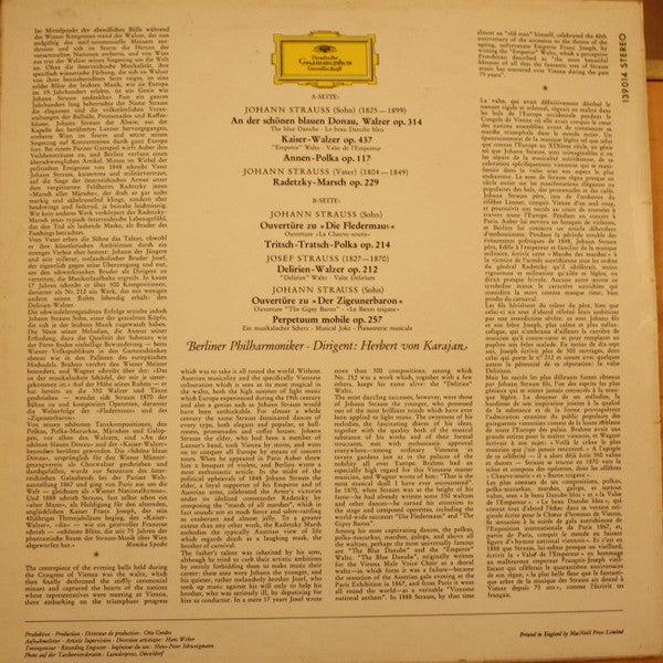 Herbert von Karajan / On The Blue Danube (Melodies Of Johann And Josef Strauss) - LP Used